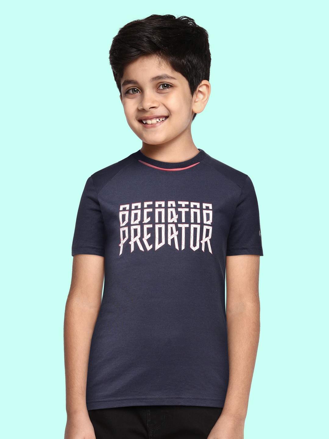 

ADIDAS Boys Navy Blue Typography Printed T-shirt