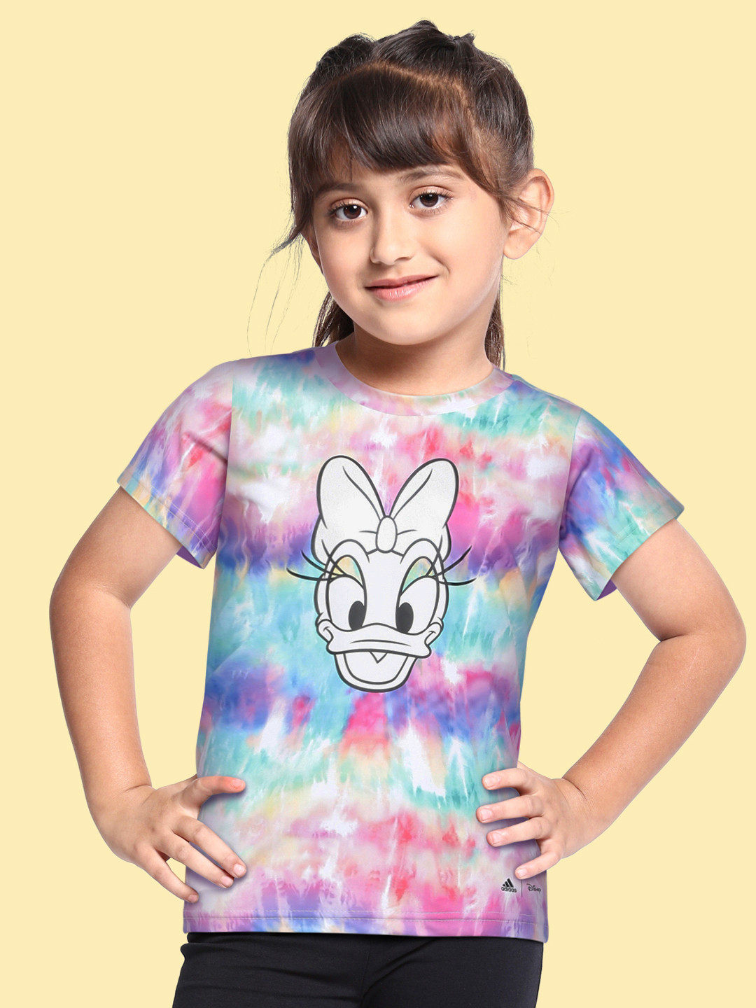 

ADIDAS Girls Pink & Blue Printed T-shirt