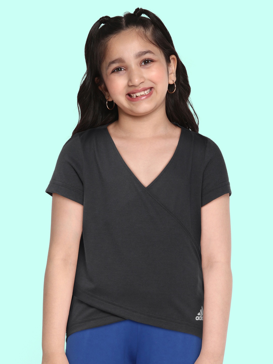 

ADIDAS Girls Grey V-Neck T-shirt