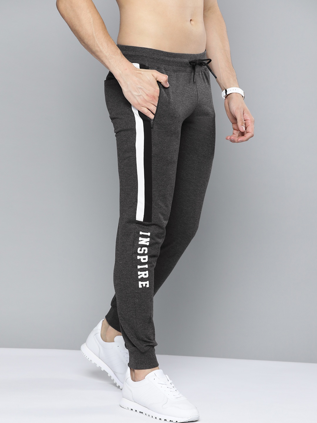 

HERE&NOW Men Charcoal Grey Solid Joggers