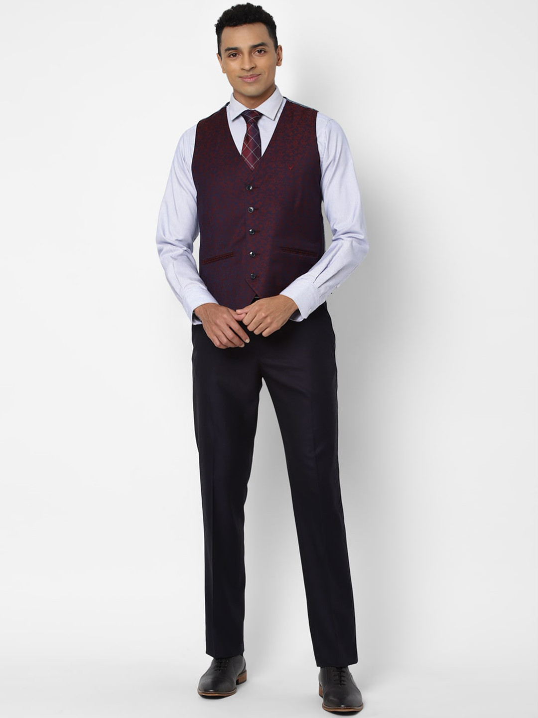 

Allen Solly Men Navy Blue Three Piece Suit