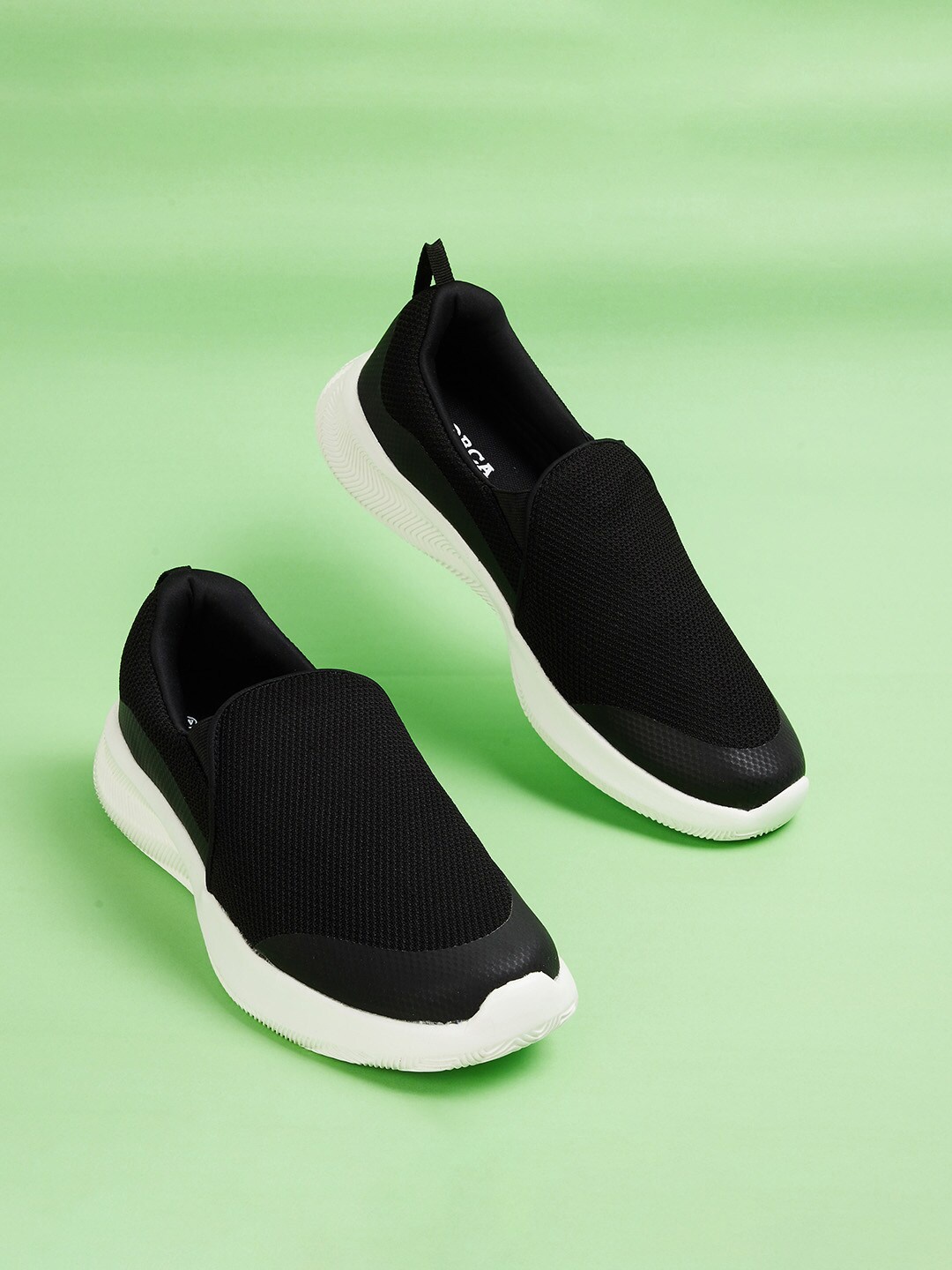

Forca by Lifestyle Men Black Woven Design Slip-On Sneakers