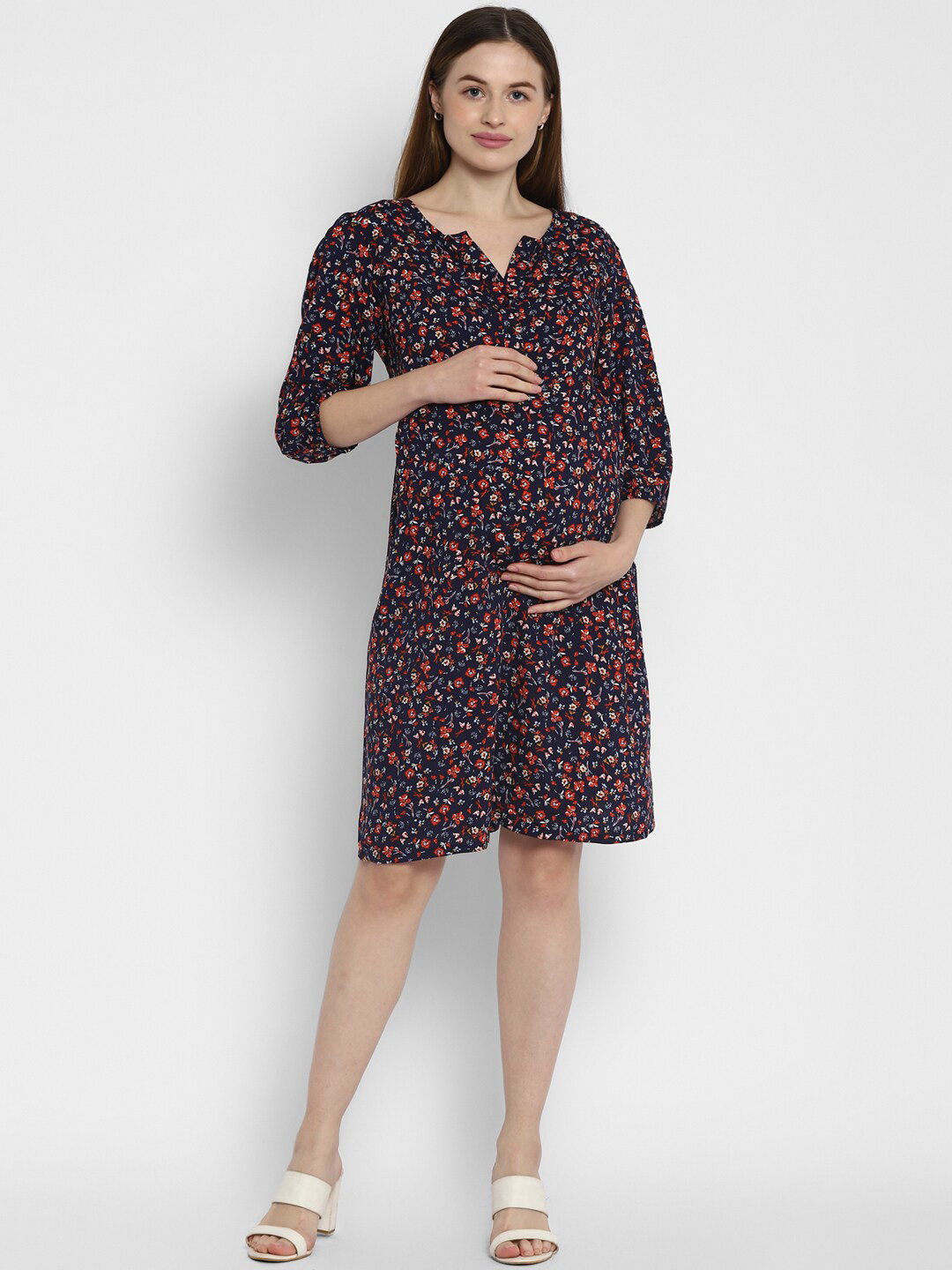 

Momsoon Maternity Blue Floral A-Line Dress