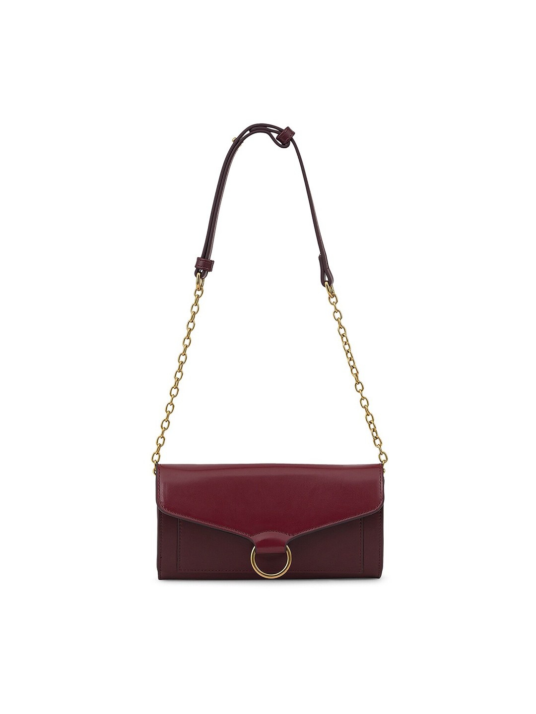 

MIRAGGIO Wine Envelope Wallet with Sling & Gold Hardware, Maroon