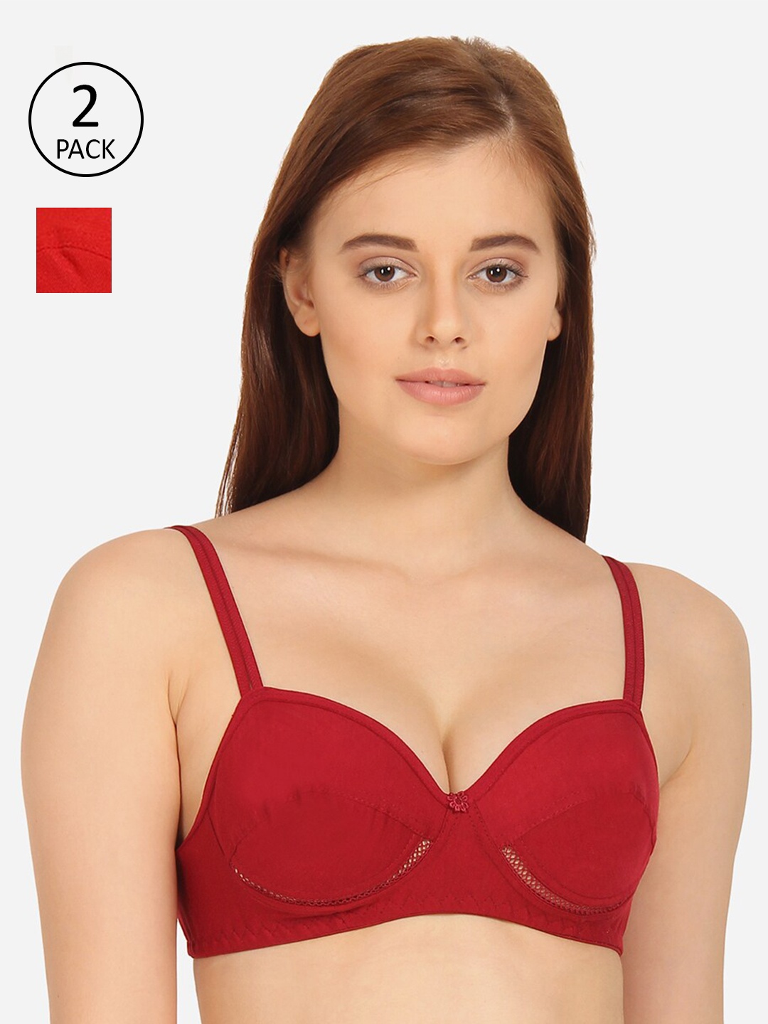 

Innocence Set Of 2 Maroon & Red Bra