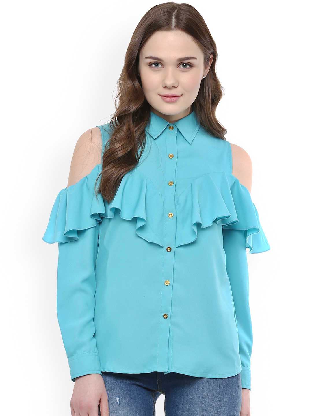 

StyleStone Women Turquoise Blue Solid Shirt