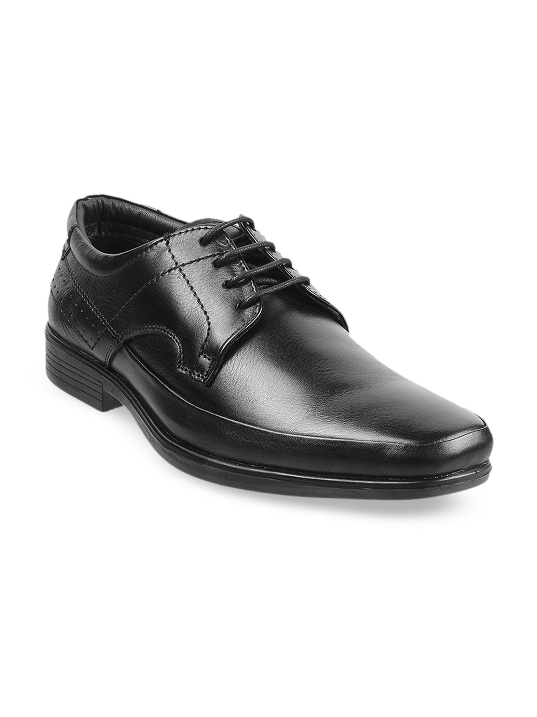 

WALKWAY by Metro Men Black Solid Leather Formal Derbys