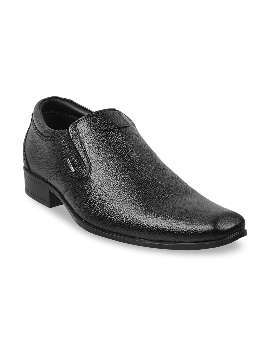 

WALKWAY by Metro Men Black Solid Leather Formal Loafers