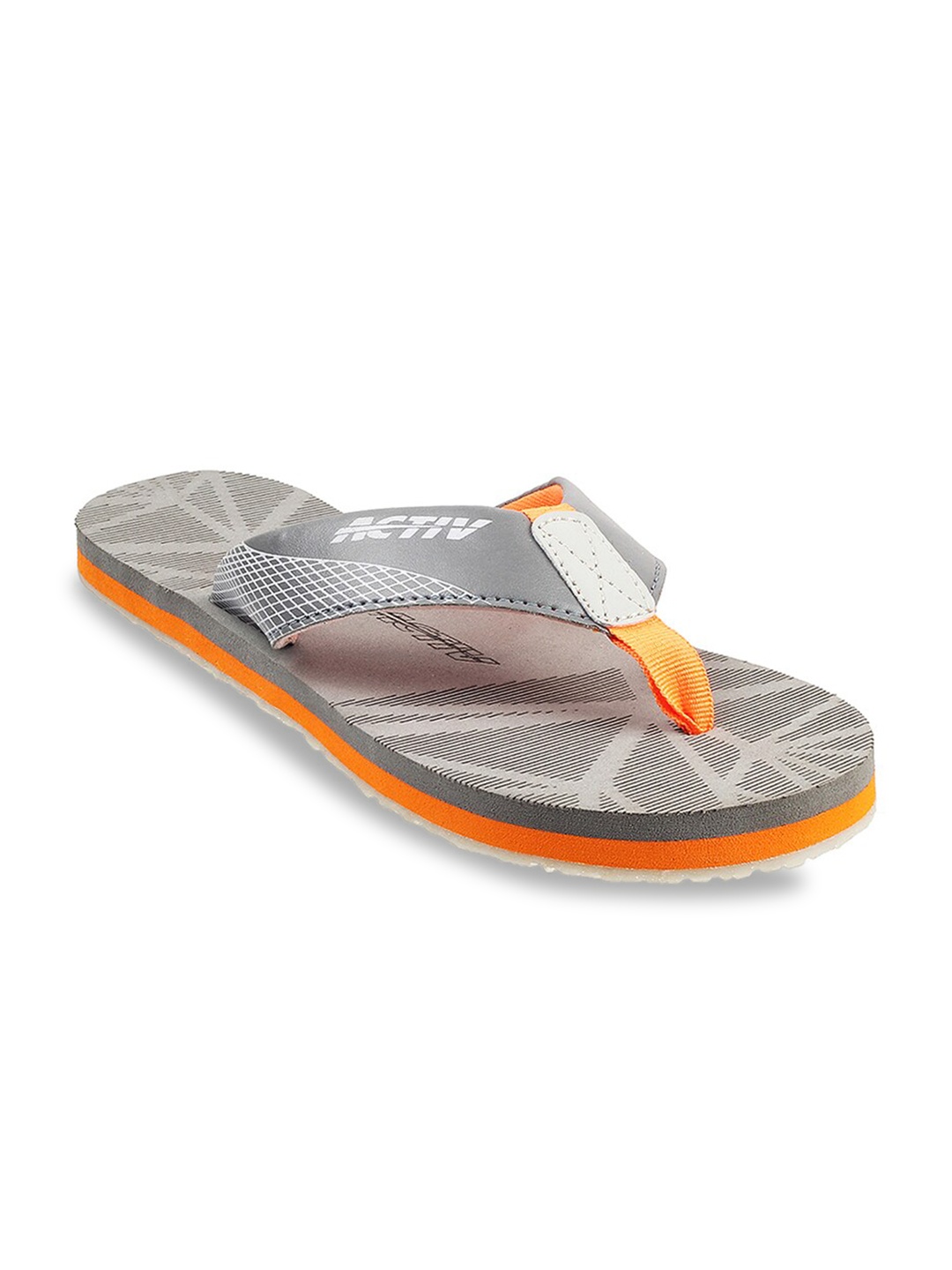 

WALKWAY by Metro Men Grey & Orange Printed Thong Flip-Flops
