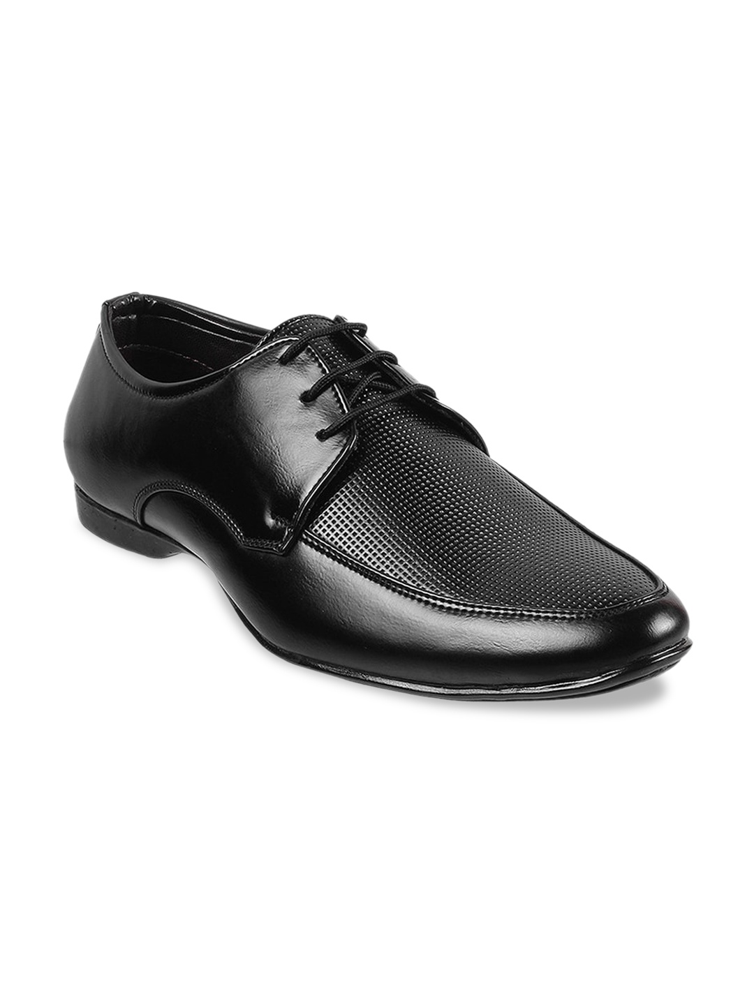 

WALKWAY by Metro Men Black Textured Formal Derbys