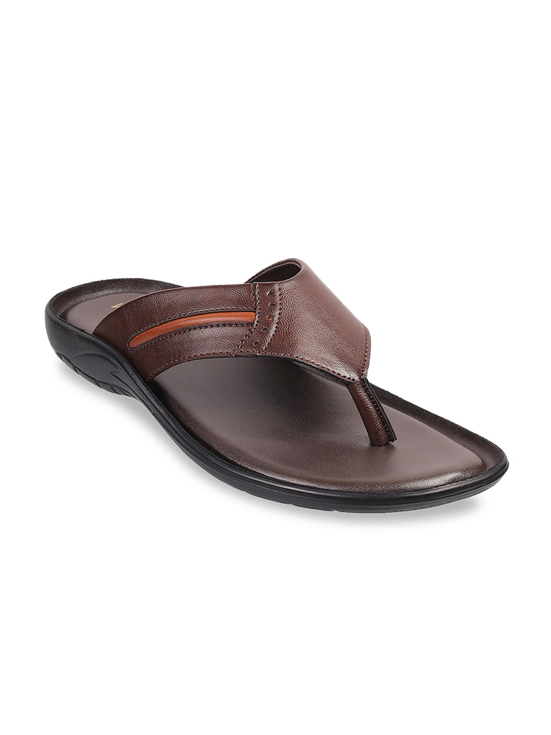 

WALKWAY by Metro Men Brown Solid Slip On Comfort Sandals