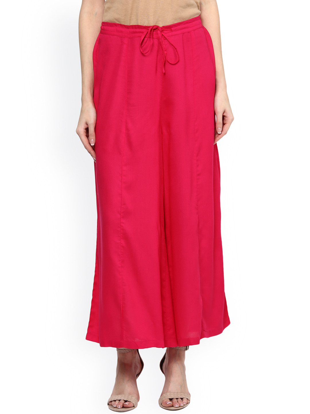 

Ayaany Women Pink Relaxed Fit Palazzo Trousers