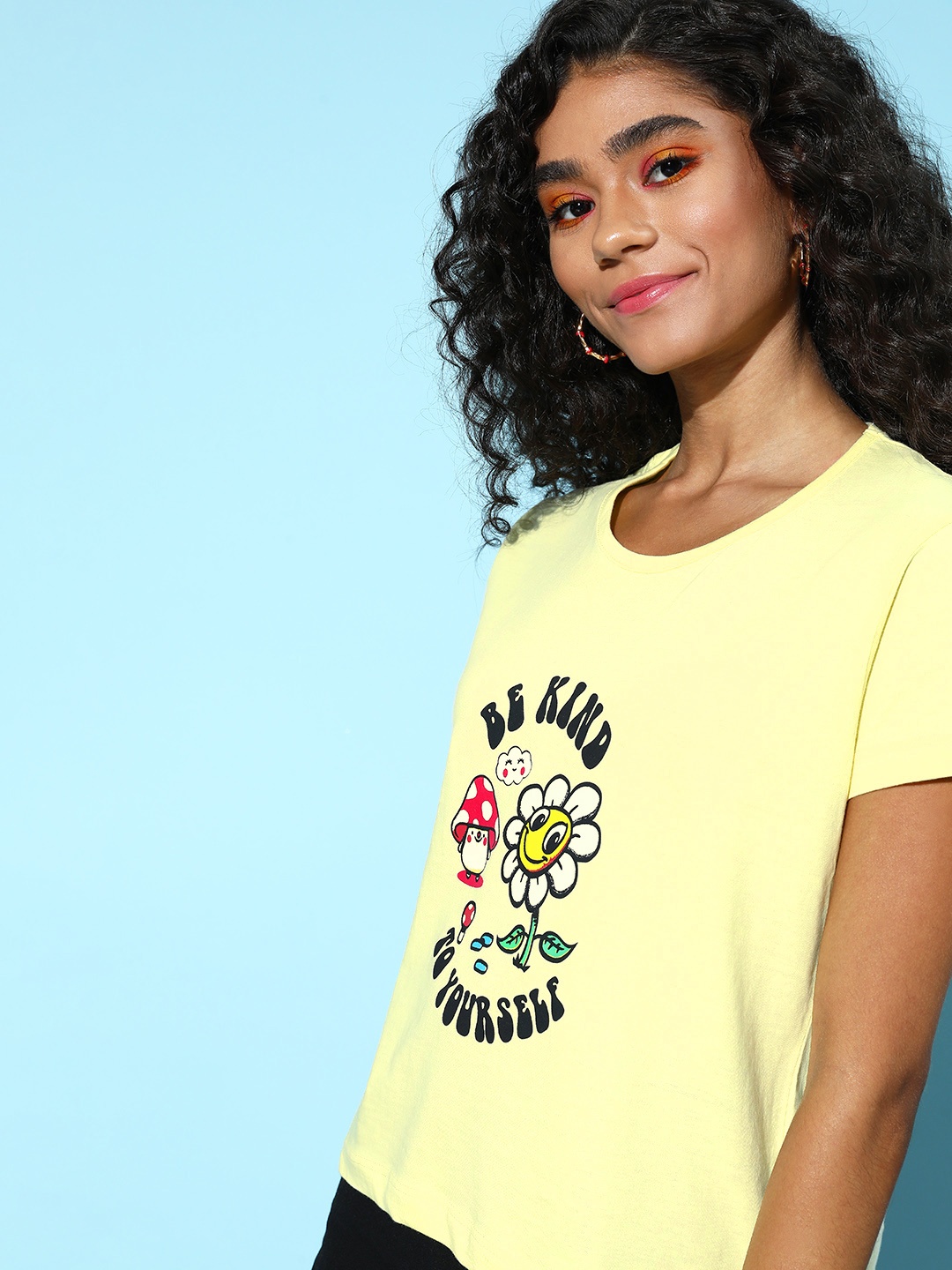 

Moda Rapido Women Bright Yellow Conversational Joyful Conversation Tshirt