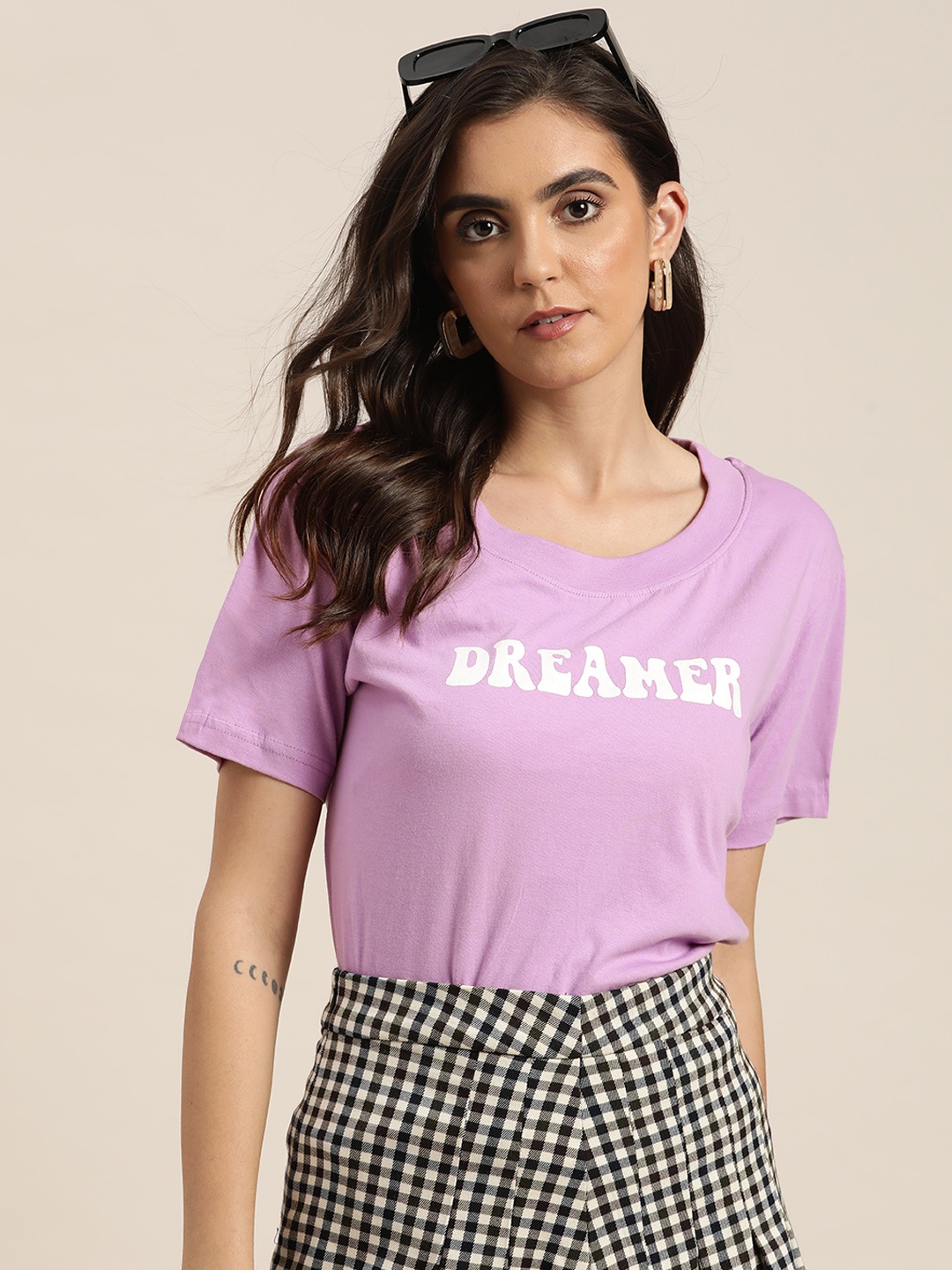 

Moda Rapido Women Purple Typography Joyful Conversation Tshirt