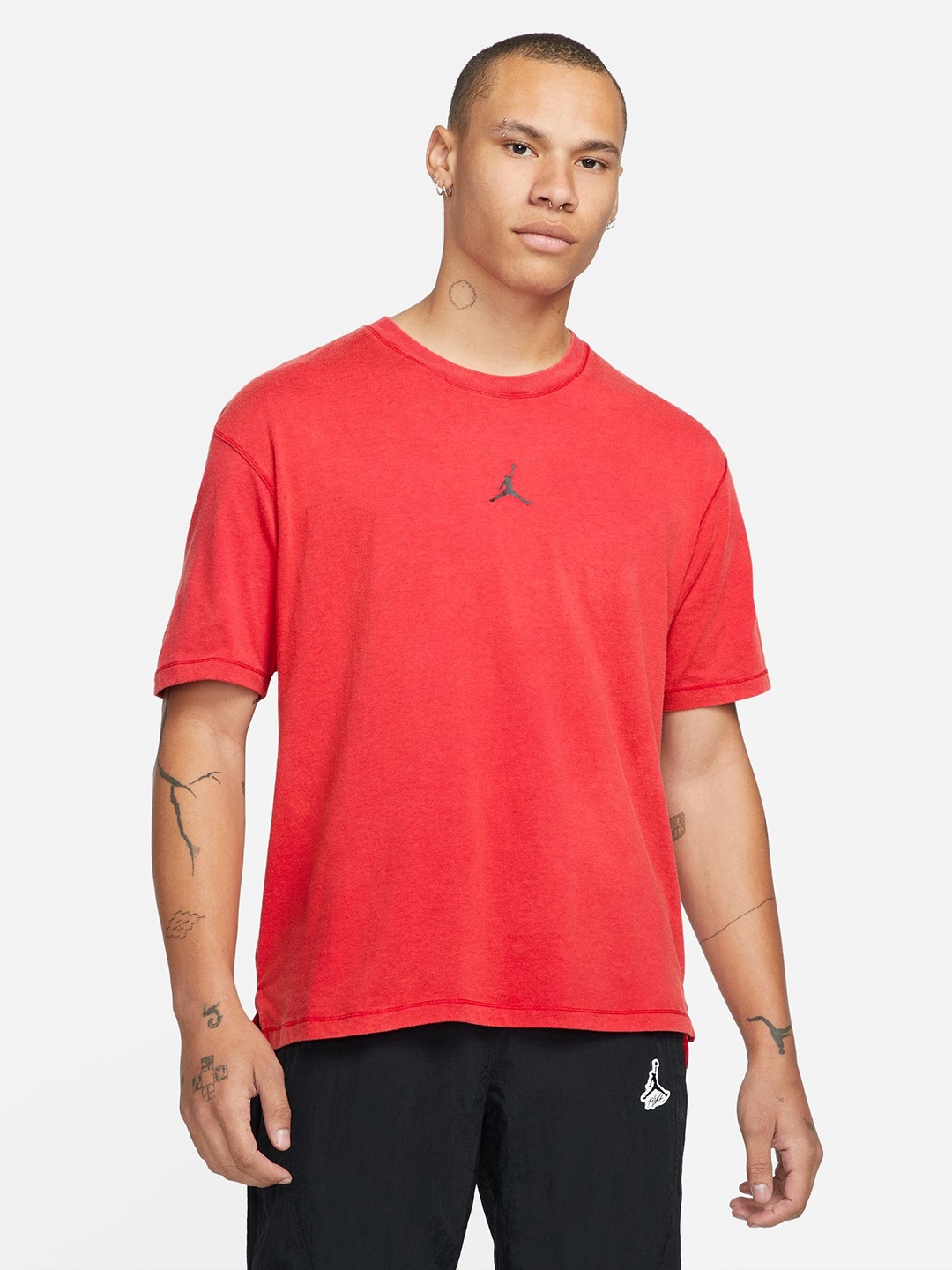 

Nike Men Rust Red Solid Round-Neck Casual T-shirt