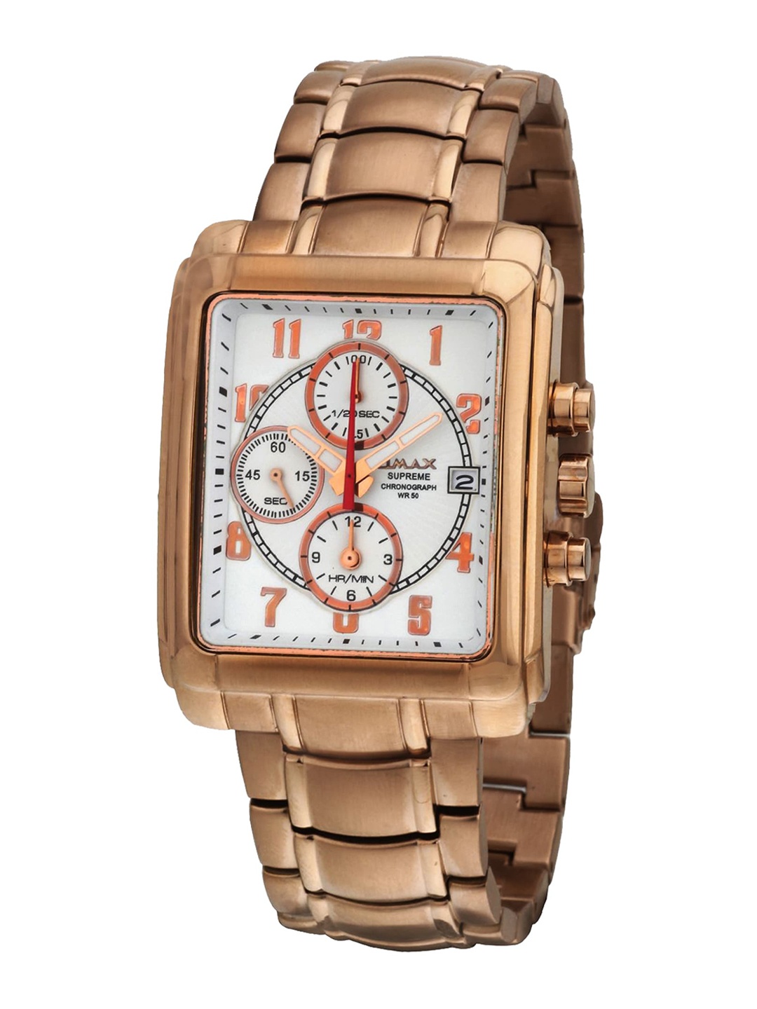 

Omax Men White Printed Dial & Rose Gold Toned Bracelet Style Multi Function Watch CS138