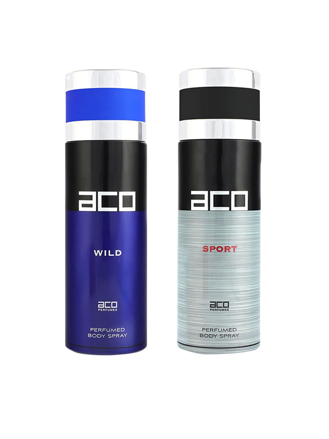 

aco PERFUMES Men Set Of 2 Wild & Sport Body Sprays - 200 ml Each, Purple