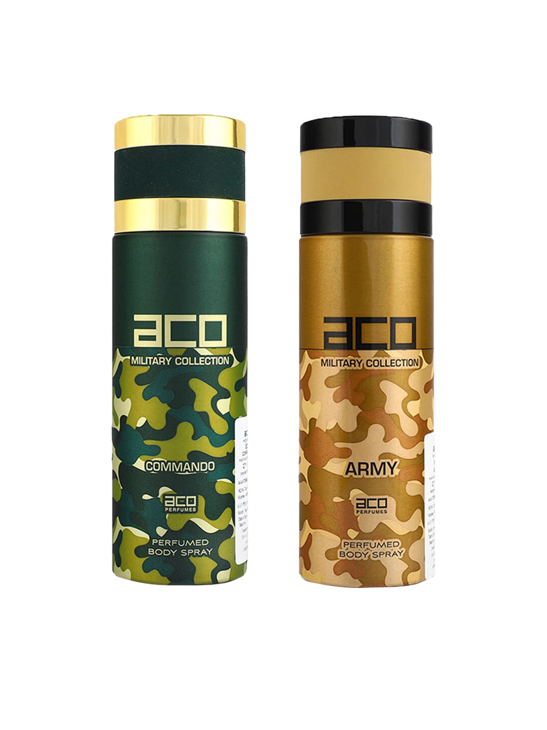 

aco PERFUMES Men Military Collection Set of 2 Army & Commando Body Sprays 200 ml Each, Green