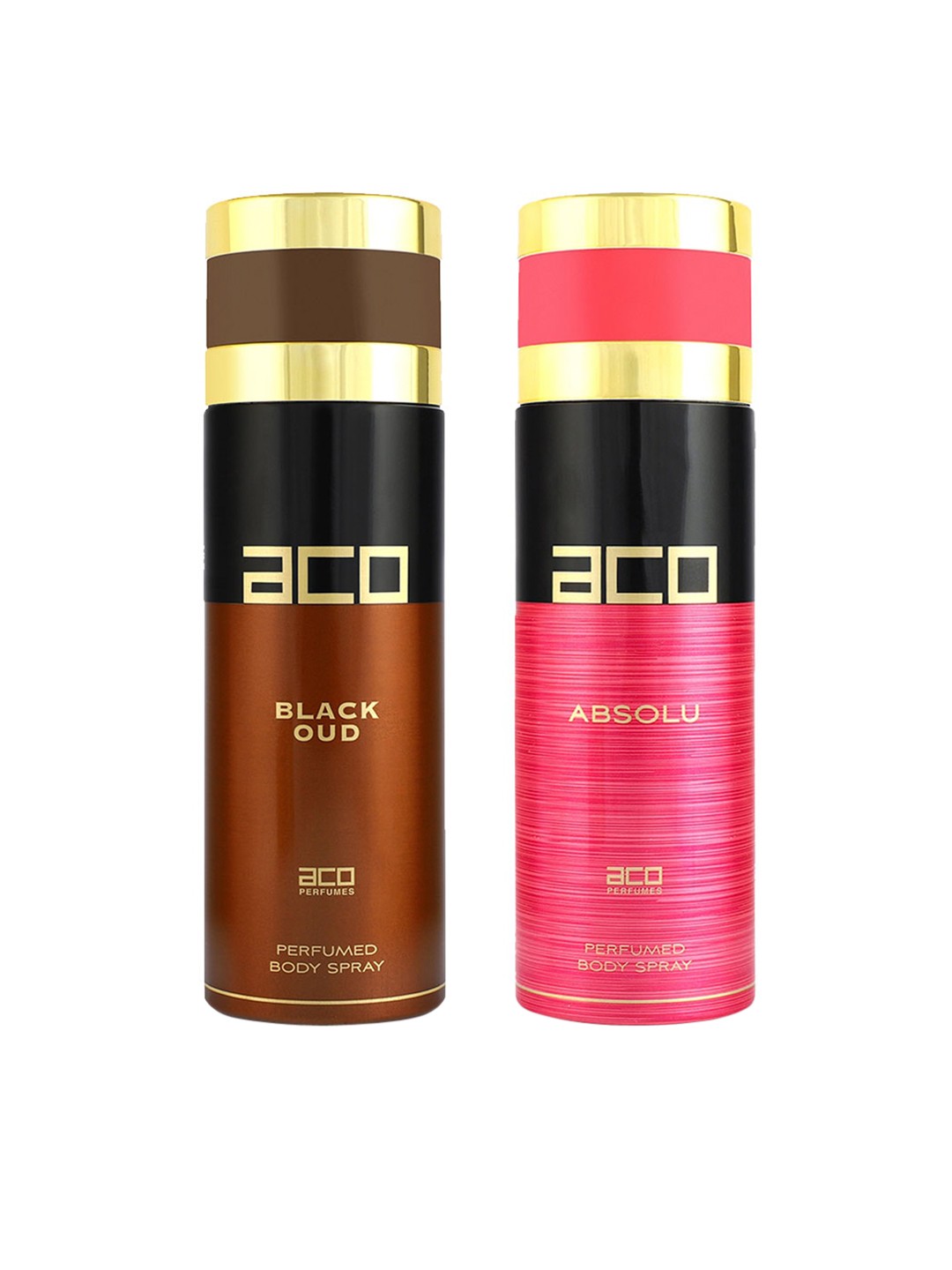 

aco PERFUMES Set Of 2 Black Oud & Absolu Body Sprays - 200 ml Each, Pink