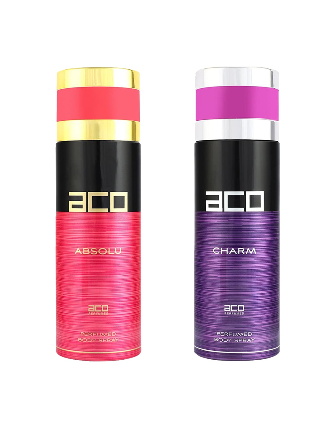 

aco PERFUMES Women Set of 2 Absolu & Charm Body Sprays - 200 ml Each, Purple