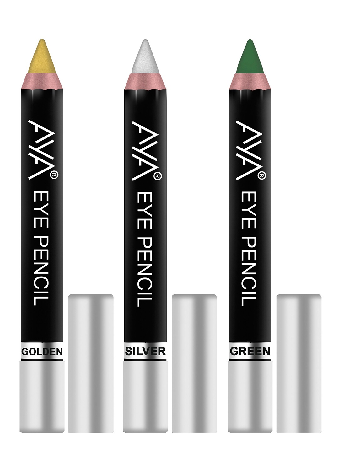 

AYA Set of 3 Eye Liner Kajal Pencils in Golden, Silver, Green, Gold