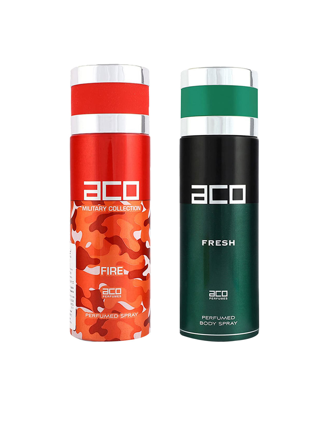 

aco PERFUMES Men Set of Fire & Fresh Deodorants - 200 ml each, Green