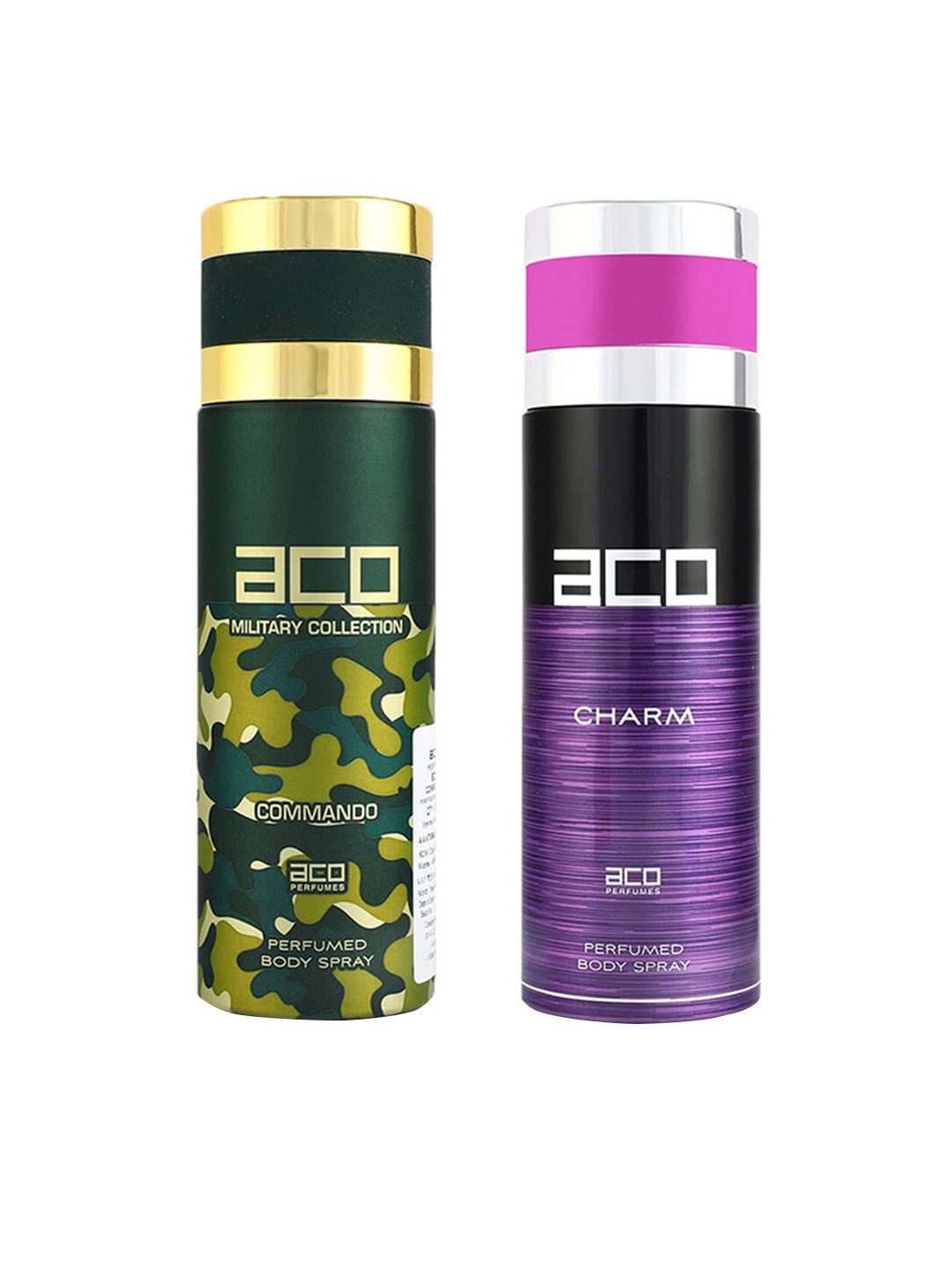 

aco PERFUMES Set of Commando & Charm Deodorants - 200 ml each, Purple