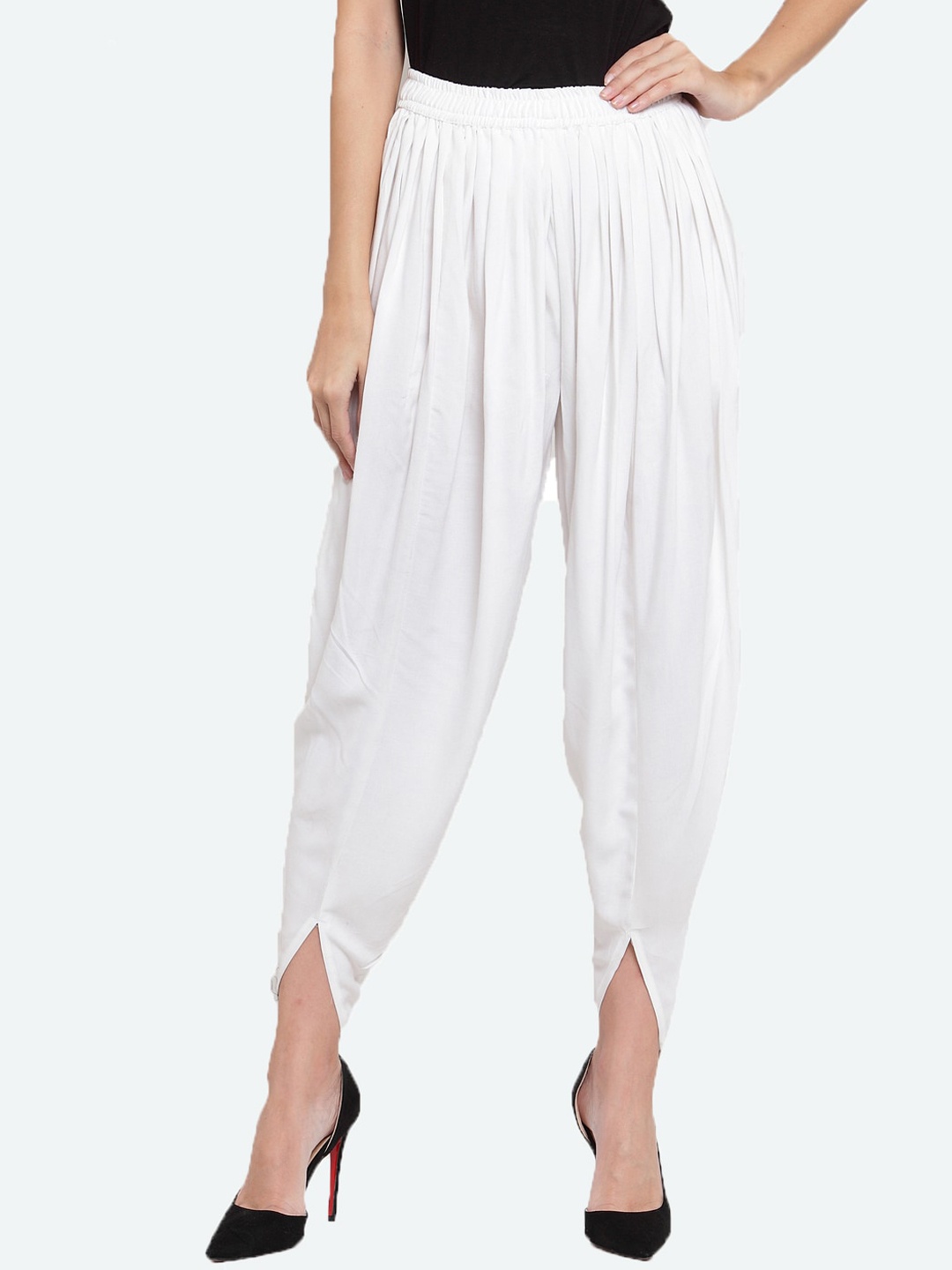 

Clora Creation Women White Solid Dhoti Pants