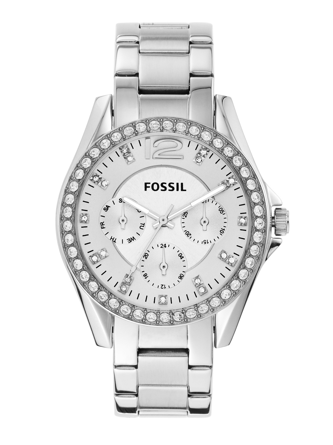 

Fossil Women Silver-Toned Riley Embellished Analogue Watch ES3202IT