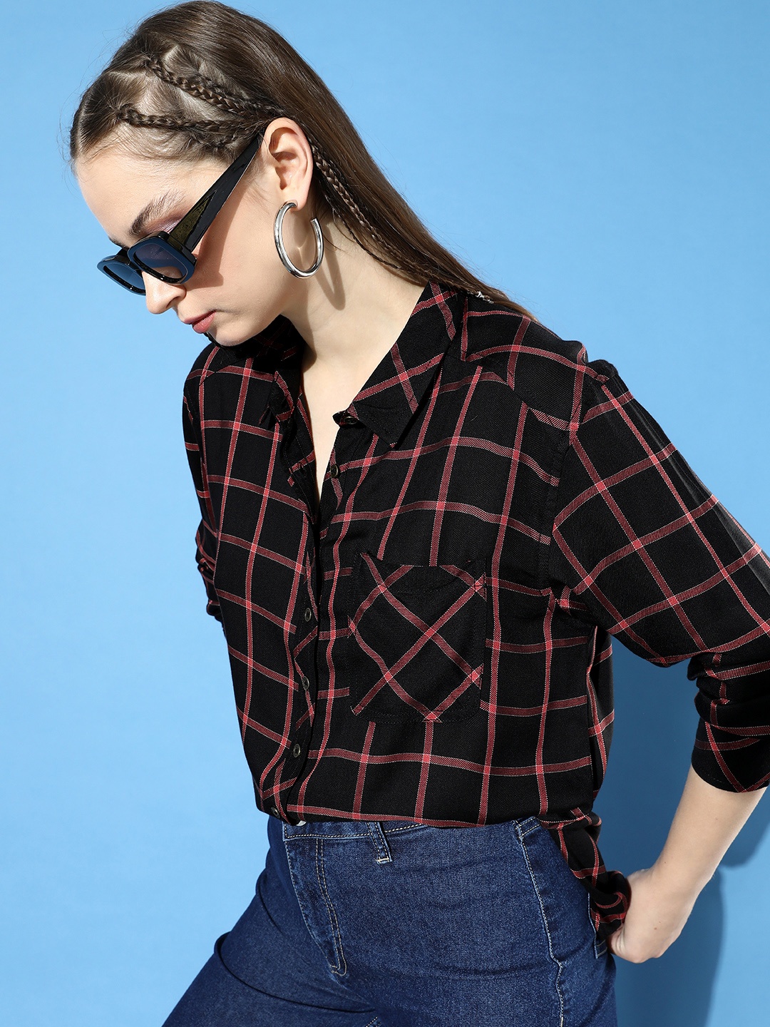 

The Roadster Life Co. Checked Casual Shirt, Black