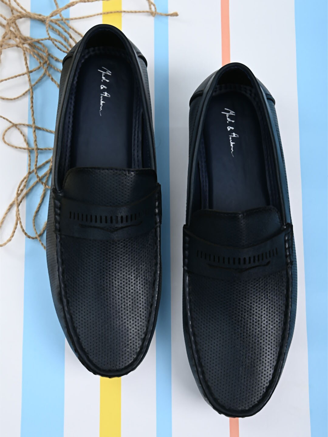 

Mast & Harbour Men Navy Blue Perforations Loafers