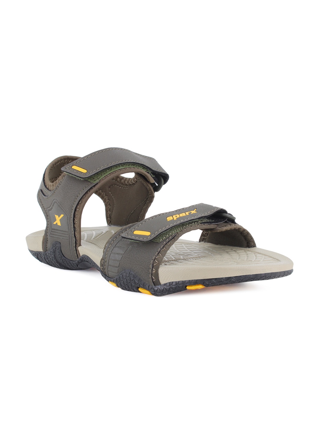 

Sparx Men Olive Green & Yellow Sports Sandals