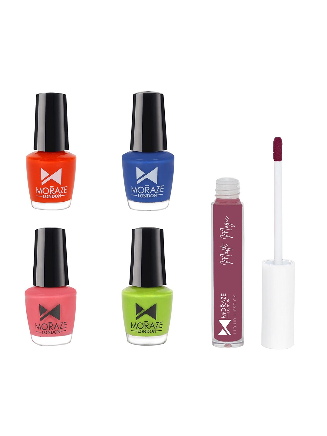 

Moraze Set of 1 Matte Magic Liquid Lipstick - You Go Gurl & 4 Nail Polishes, Multi