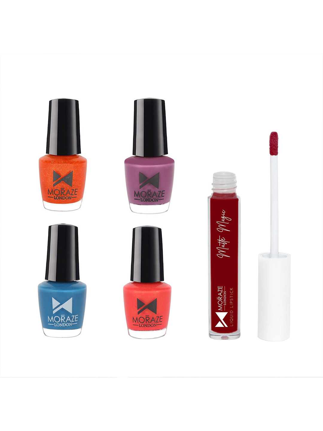 

Moraze Set of 1 Matte Magic Liquid Lipstick - Angle Face & 4 Nail Polishes, Multi