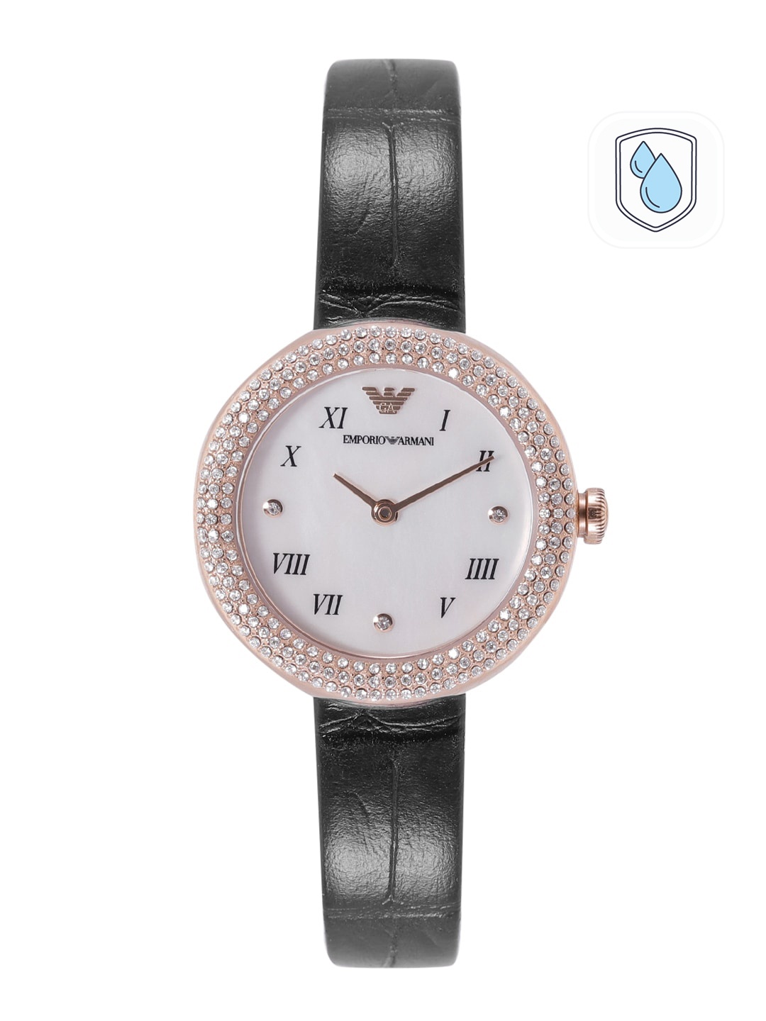 

Emporio Armani Women Mother of Pearl Dial & Leather Straps Rosa Analogue Watch AR11356T, White