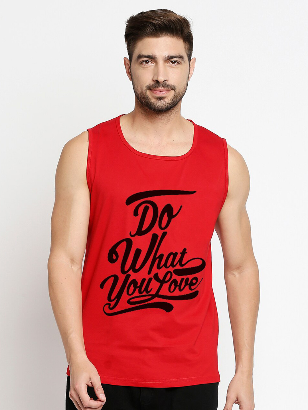 

Blacksmith Men Red & Black Typography Printed Training or Gym Pure Cotton T-shirt