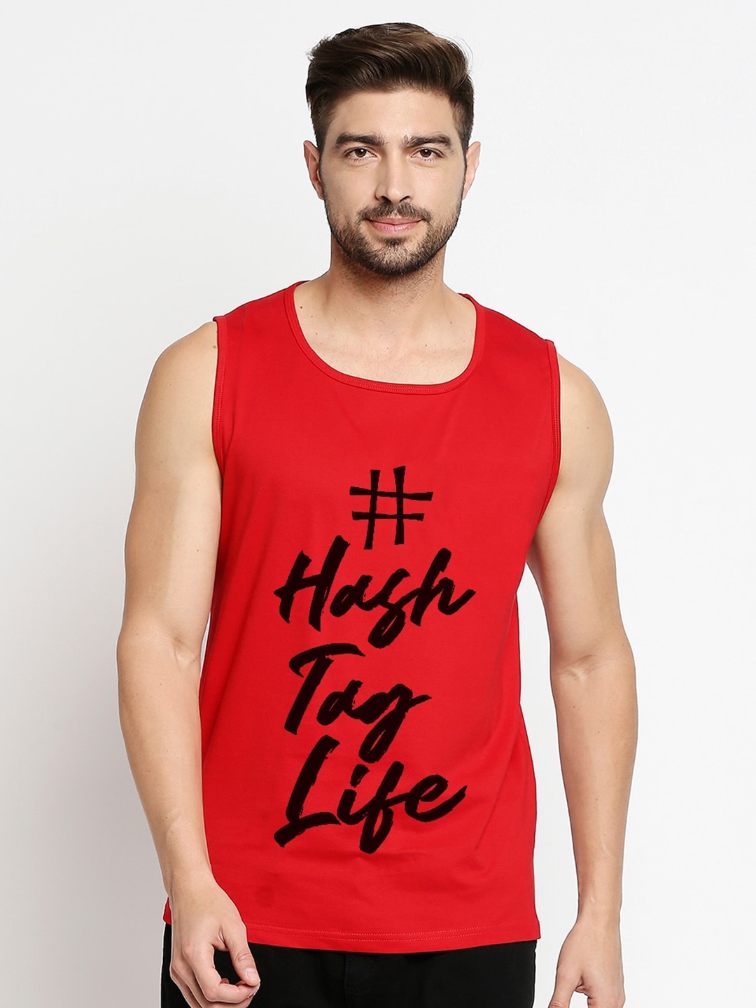 

Blacksmith Men Red Typography Printed Training or Gym Pure Cotton T-shirt