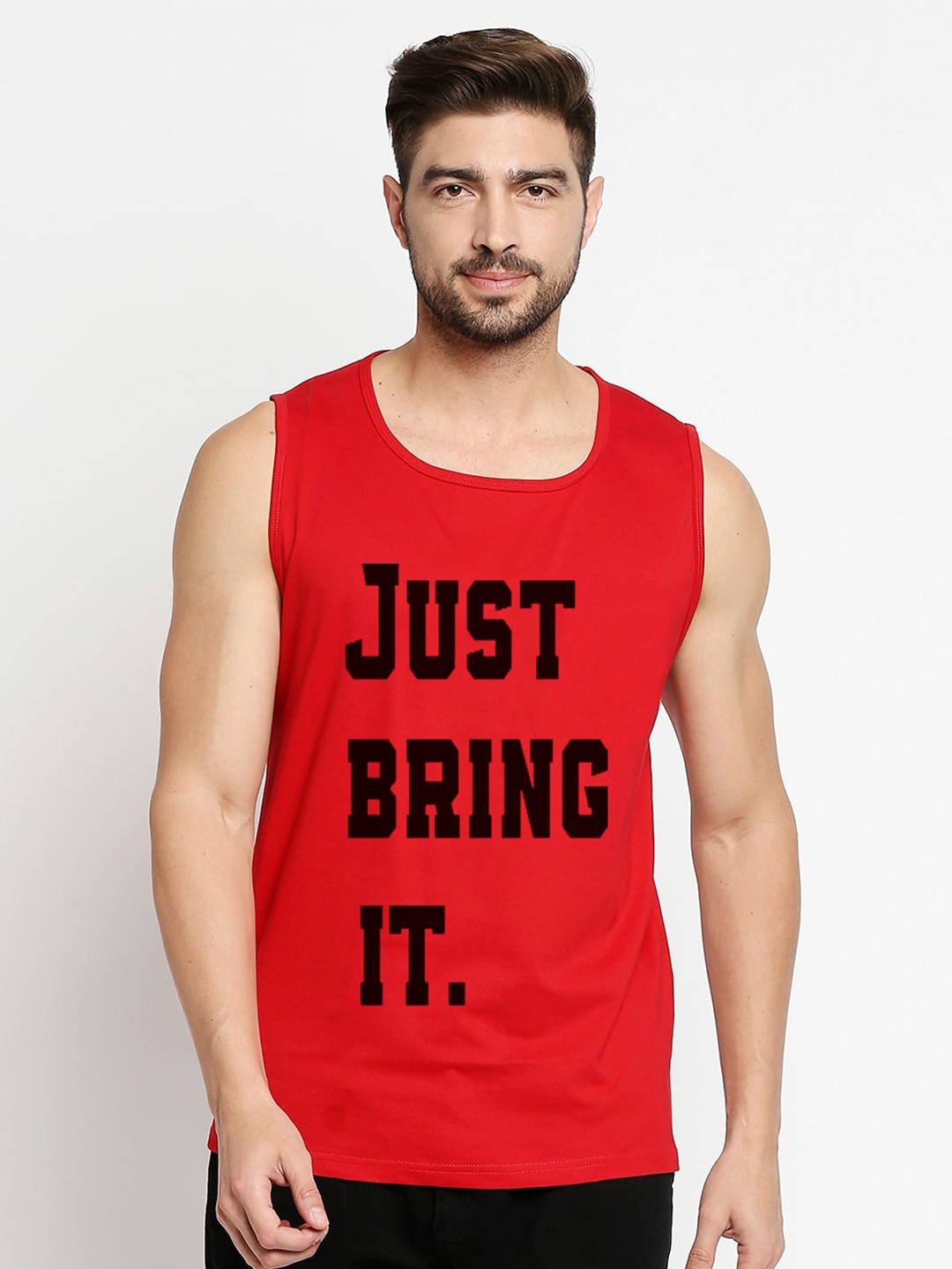 

Blacksmith Men Red Typography Printed Training or Gym Pure Cotton T-shirt