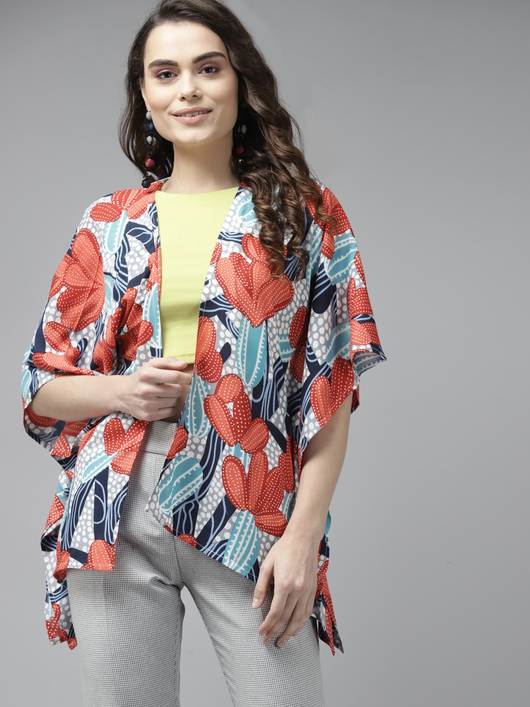 

The Dry State Women Multicoloured Abstract Print Casual Open Front Shrug, Multi