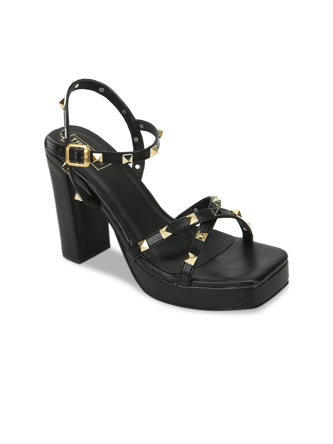 

Truffle Collection Black PU Block Heels