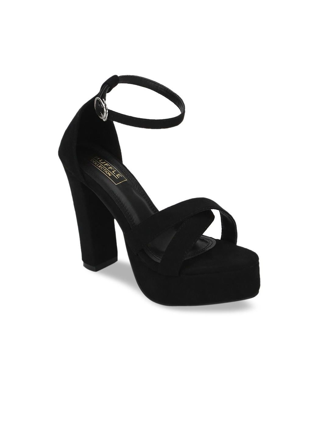 

Truffle Collection Black Suede Platform Pumps with Bows