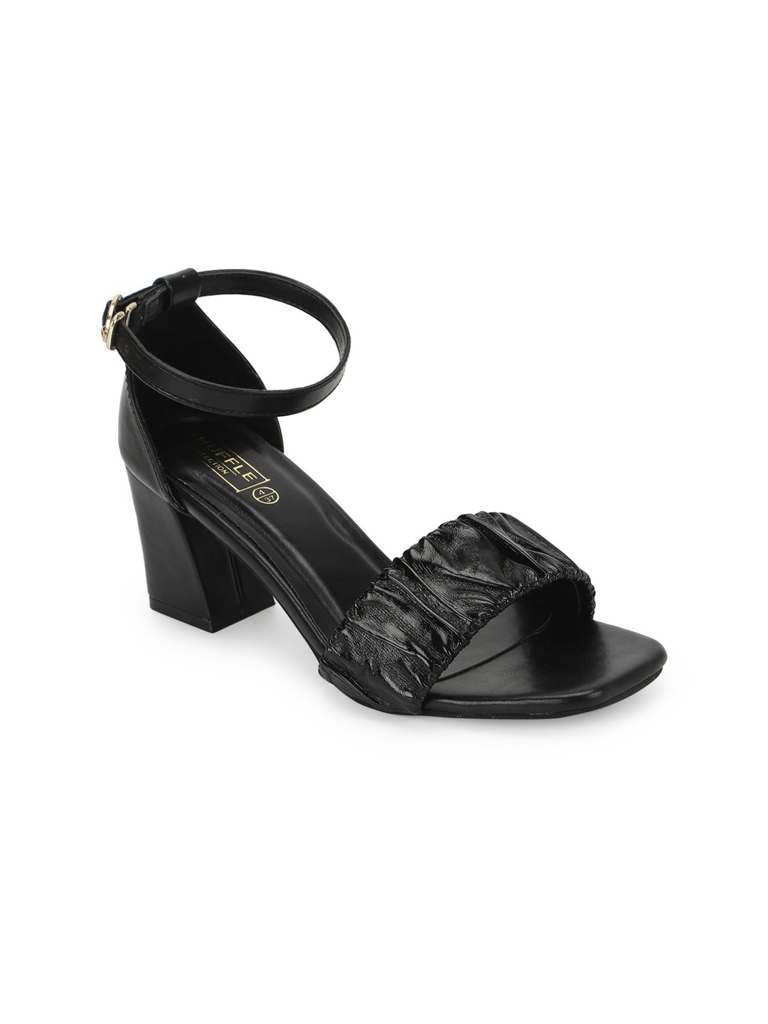 

Truffle Collection Black PU Block Heels