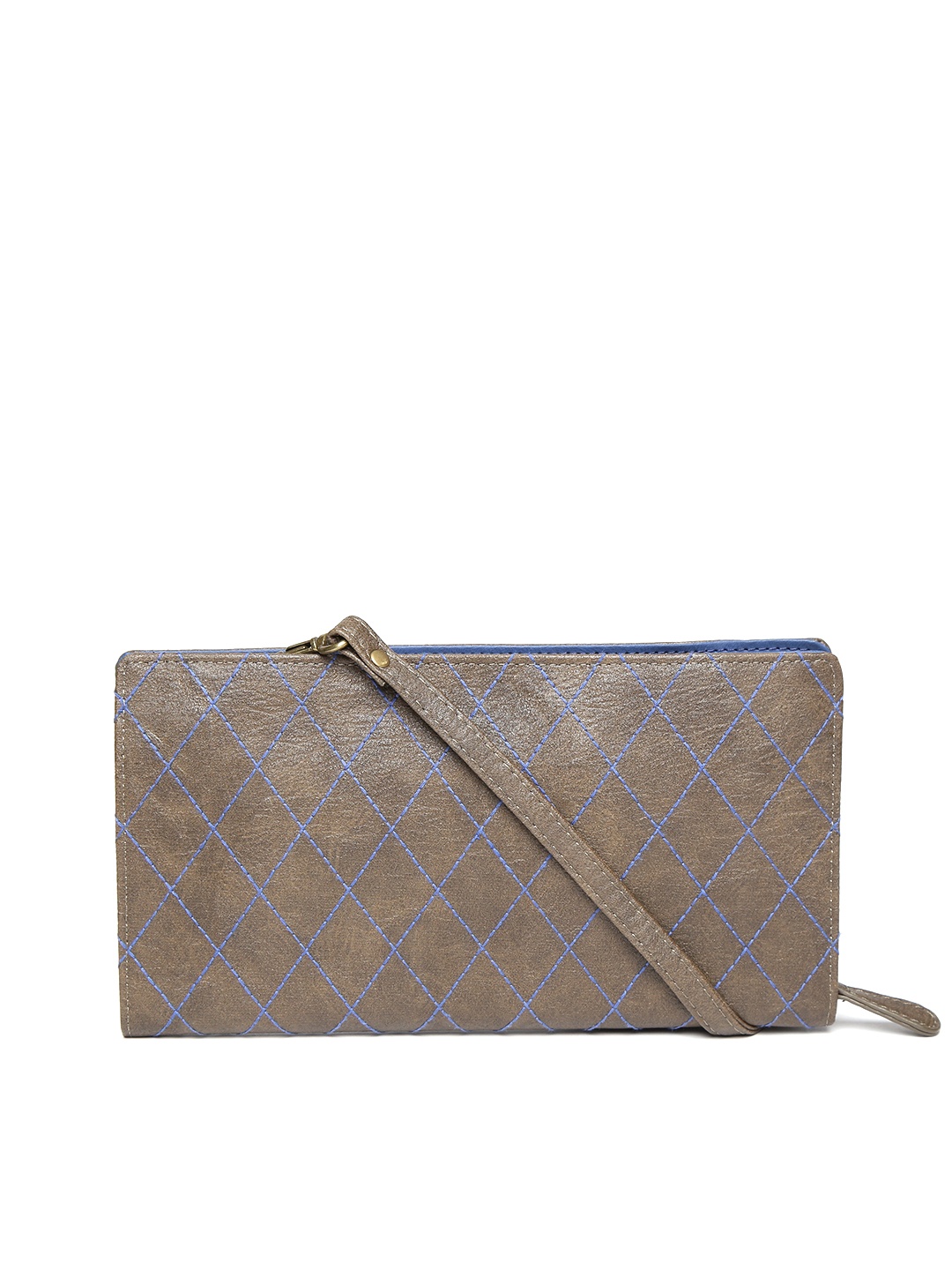 

Baggit Women Olive Brown Zip-Around Wallet with Sling Strap