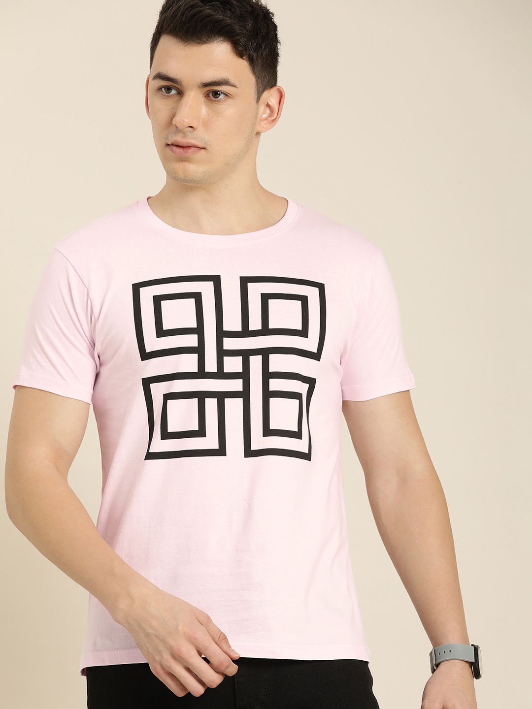 

Moda Rapido Men Pink Cotton Printed T-shirt