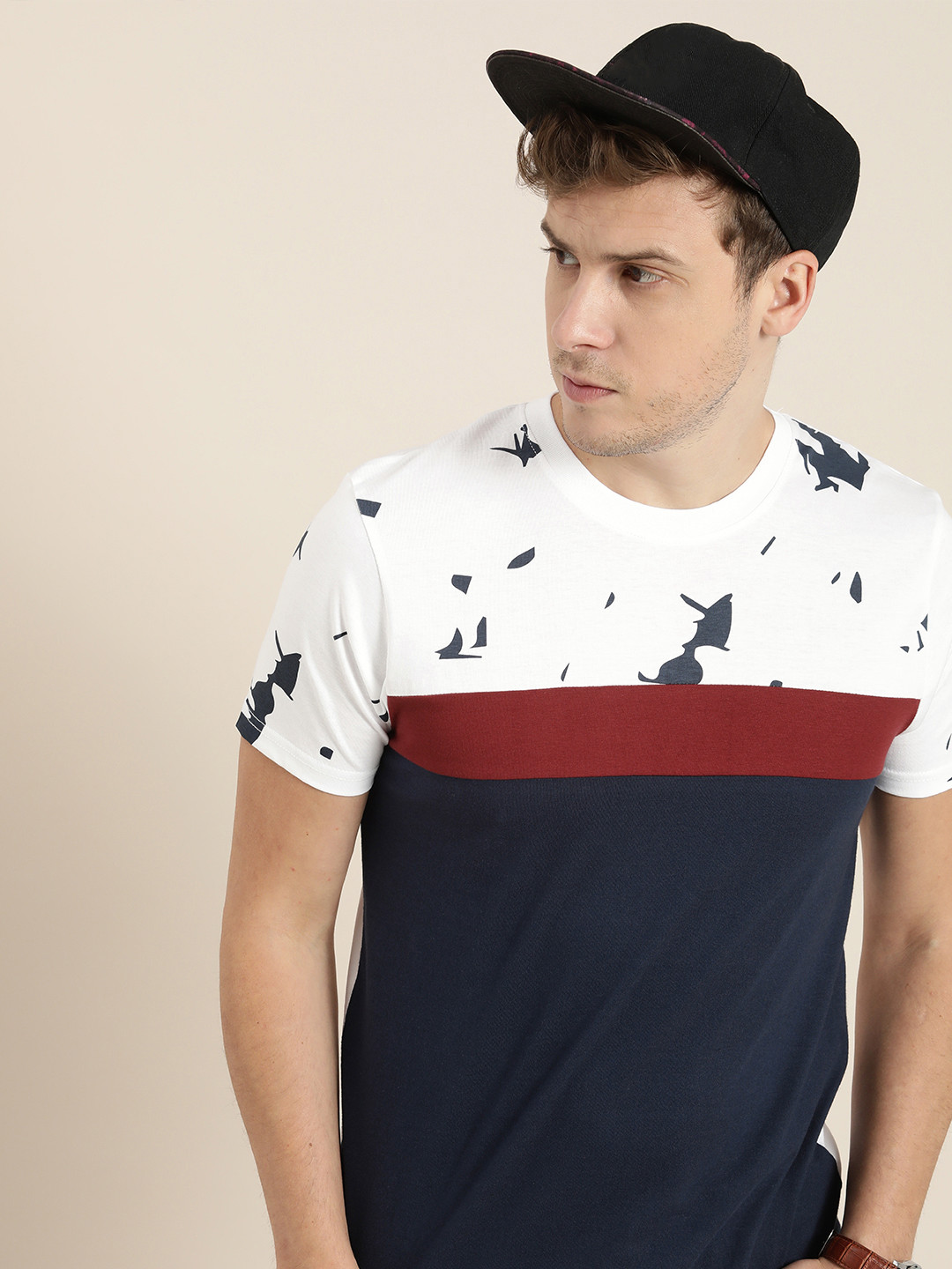 

Moda Rapido Men White Colourblocked T-shirt, Na