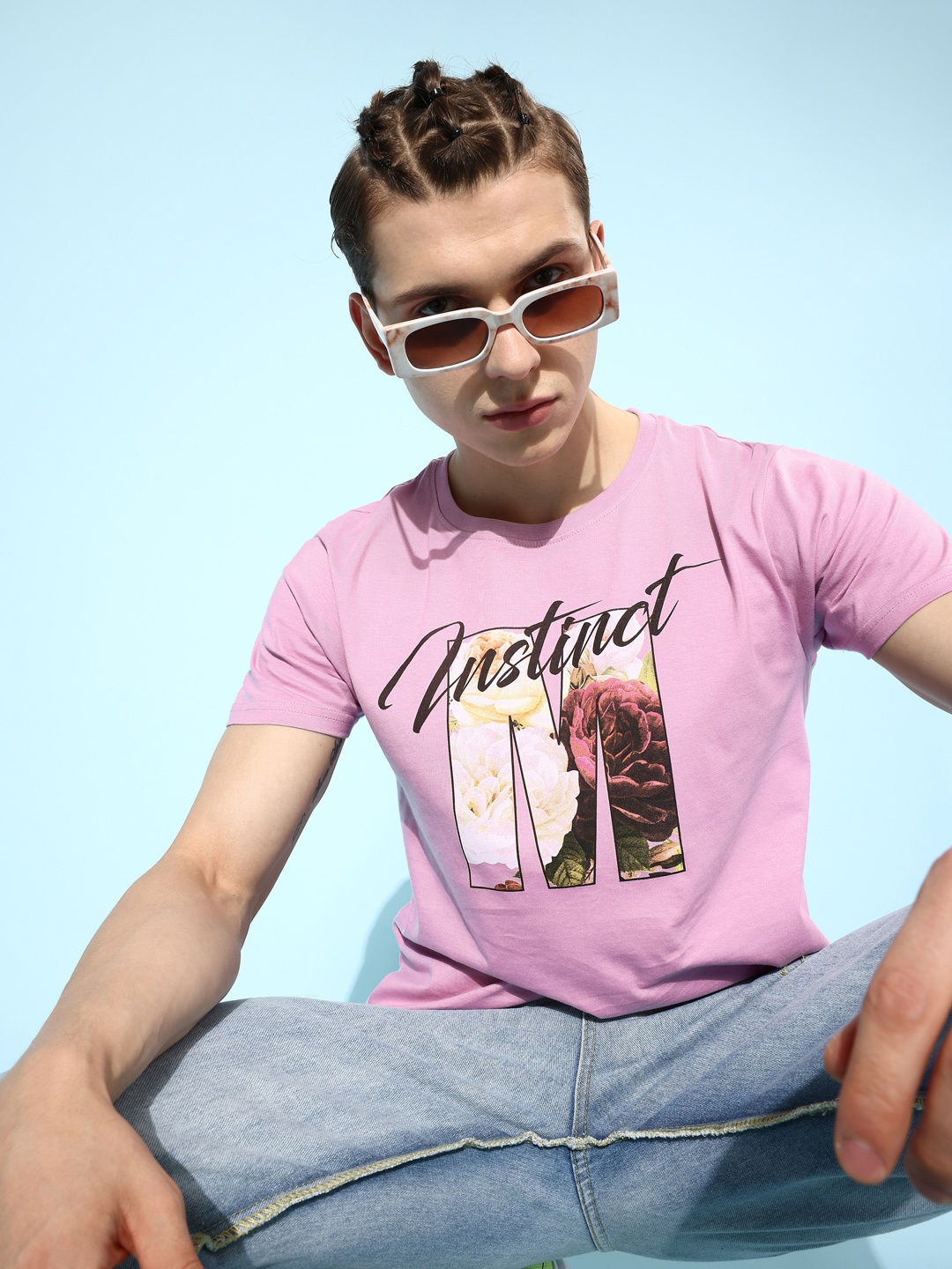 

Moda Rapido Men Pink Printed Photographic Tshirt
