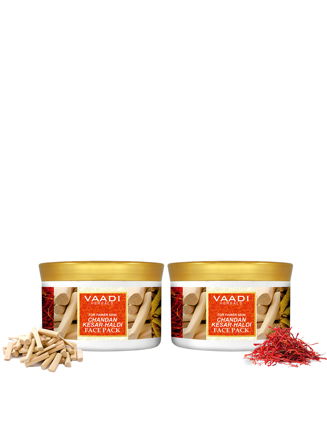

Vaadi Herbals Set of 2 Chandan Kesar Haldi Face Packs - 600g each, Red