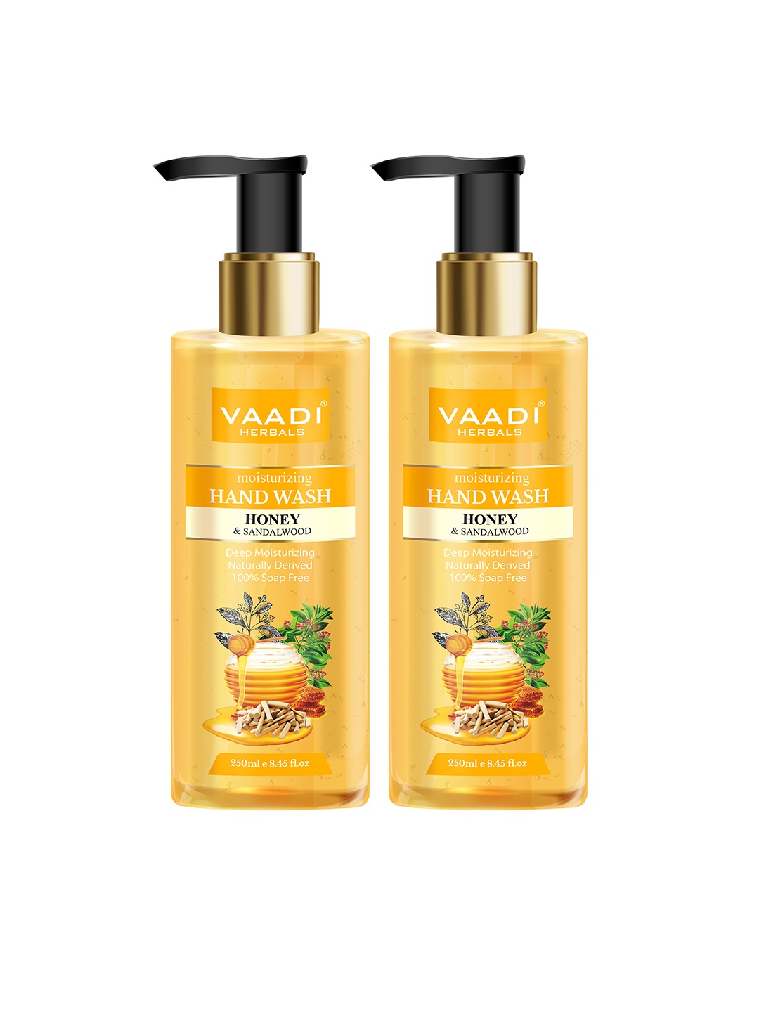 

Vaadi Herbals Set of 2 Deep Moisturizing Honey & Sandalwood Hand Wash - 250 ml Each, Peach