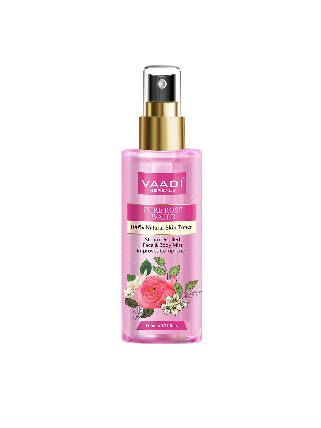 

Vaadi Herbals Rose Water - 100% Natural & Pure Skin Toner - 110ml, Pink