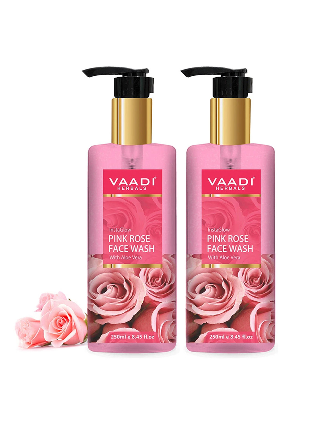 

Vaadi Herbals Set of 2 Insta Glow Pink Rose Face Wash with Aloe Vera - 250 ml Each